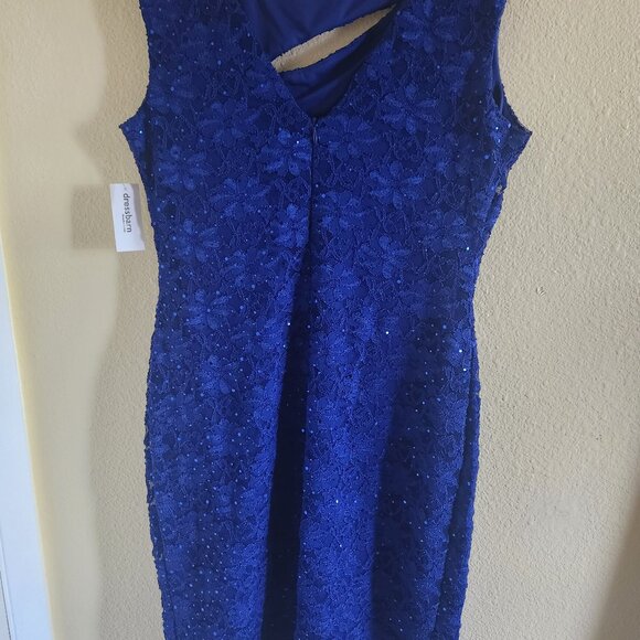 ROZ & ALI - Blue Floral Sequin Designer Dress Size 14 - Picture 3 of 5
